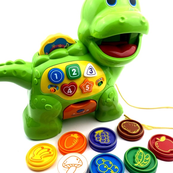 VTech Chomp & Count Dino Toys Sounds Coins Tokens Talking Baby Toddler Learning - Picture 5 of 7